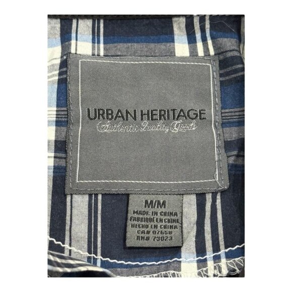 Urban Heritage Shirt Mens Medium Plaid Western Embroidered - Picture 5 of 9